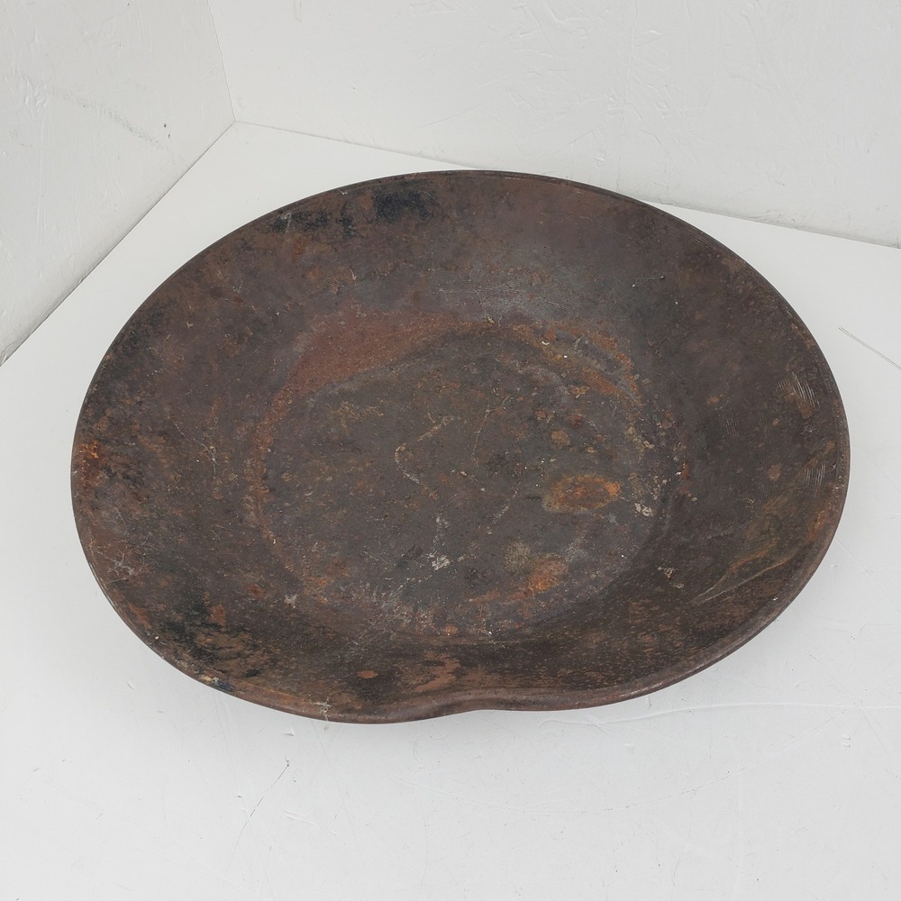 Antique Steel Gold Mining Pan 15 Inch Rustic Prospecting Tool Notch Rim Decor